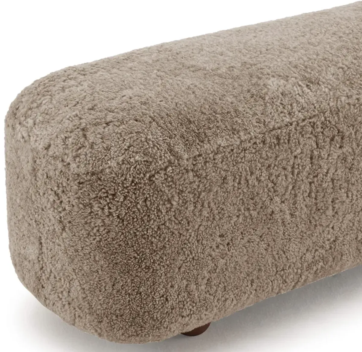 Otto Modern Block Sheepskin Upholstered Bench with Ball Feet