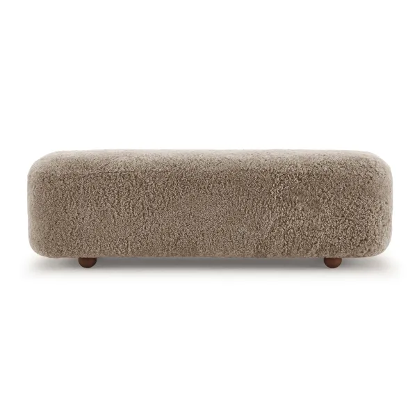 Otto Modern Block Sheepskin Upholstered Bench with Ball Feet