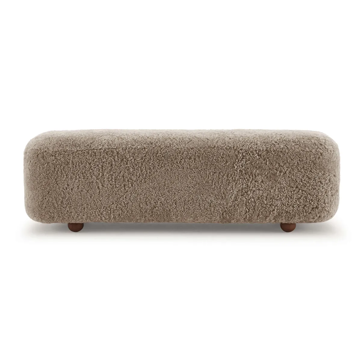 Otto Modern Block Sheepskin Upholstered Bench with Ball Feet