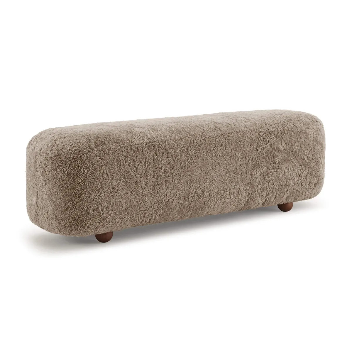 Otto Modern Block Sheepskin Upholstered Bench with Ball Feet