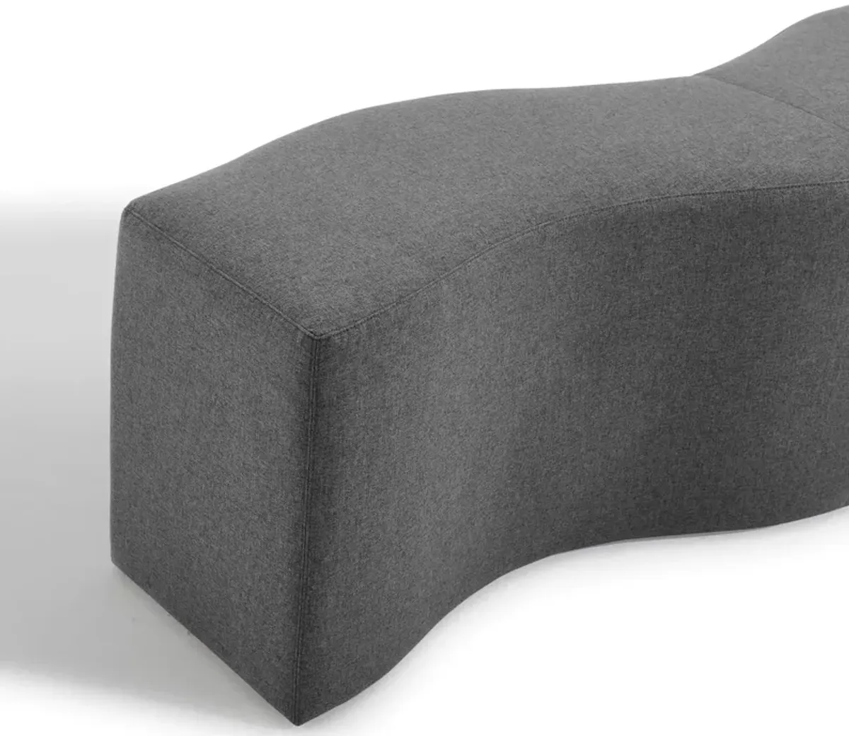 Arya Modern Wavy Ripple Curved Upholstered Bench