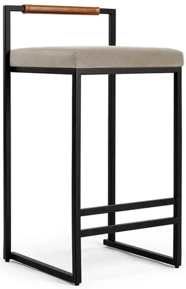 Finley Modern Minimalist Low Back Upholstered Velvet Metal Frame Counter Stool