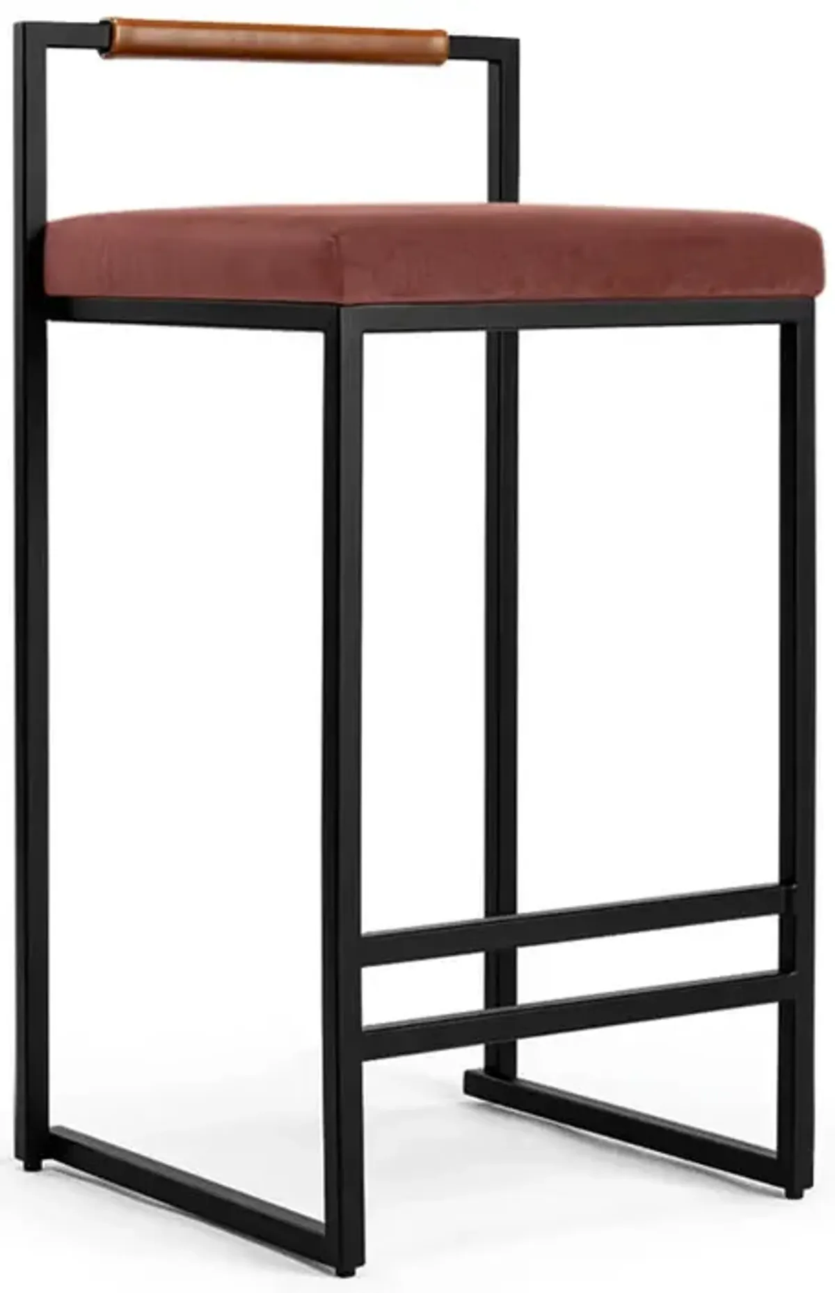 Finley Modern Minimalist Low Back Upholstered Velvet Metal Frame Counter Stool
