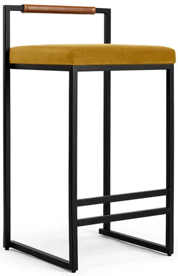 Finley Modern Minimalist Low Back Upholstered Velvet Metal Frame Counter Stool