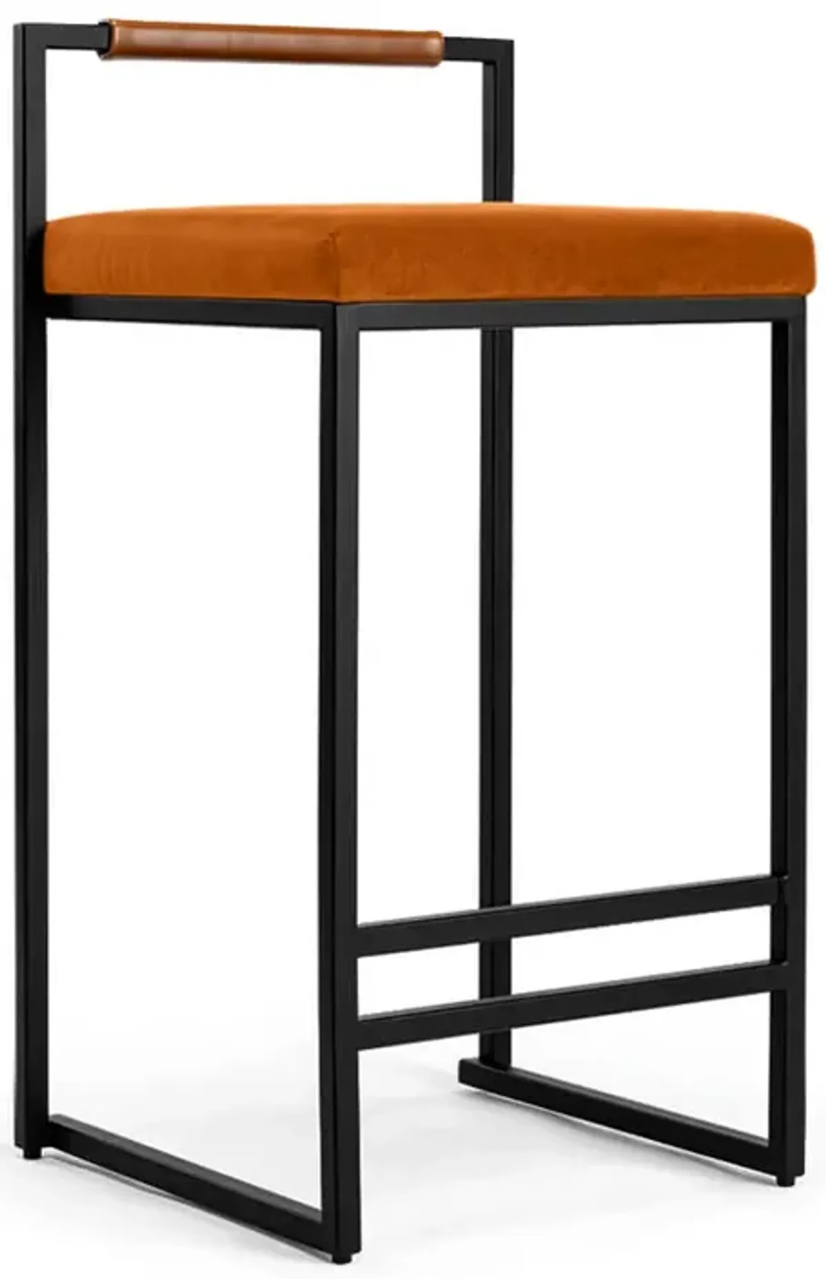 Finley Modern Minimalist Low Back Upholstered Velvet Metal Frame Counter Stool