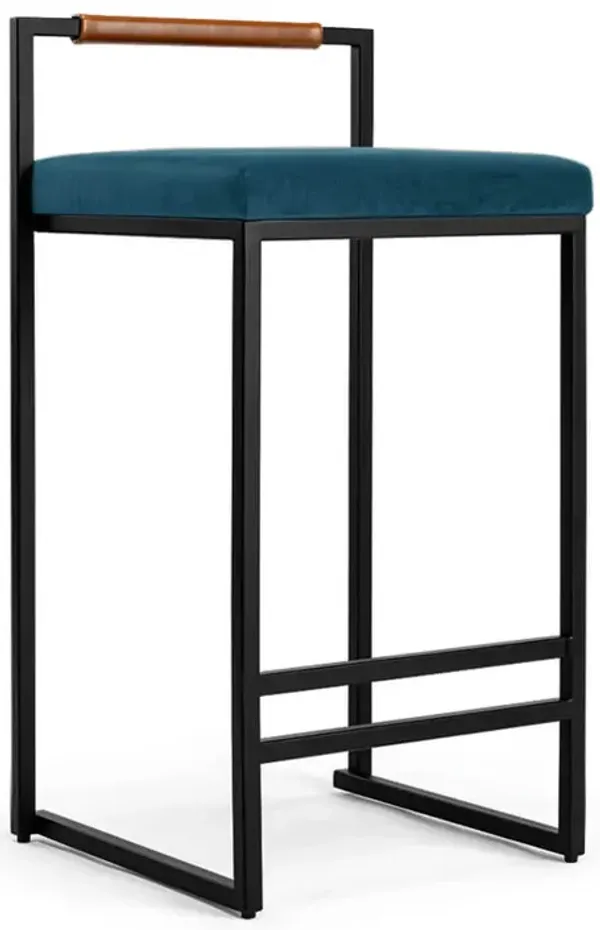 Finley Modern Minimalist Low Back Upholstered Velvet Metal Frame Counter Stool