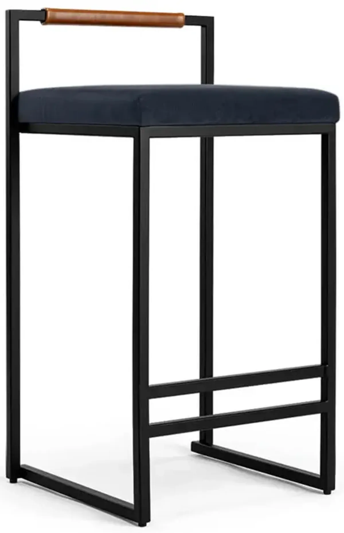 Finley Modern Minimalist Low Back Upholstered Velvet Metal Frame Counter Stool