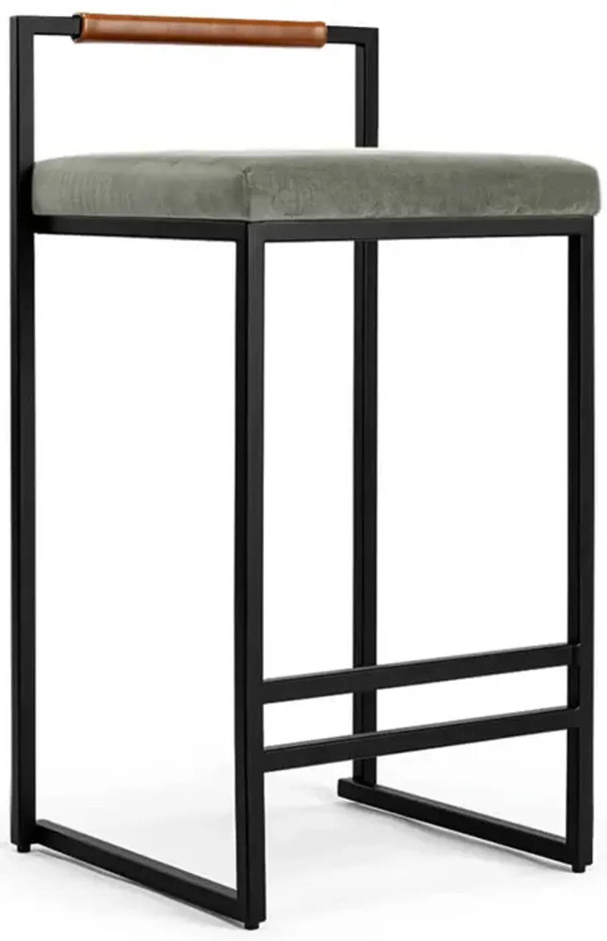 Finley Modern Minimalist Low Back Upholstered Velvet Metal Frame Counter Stool