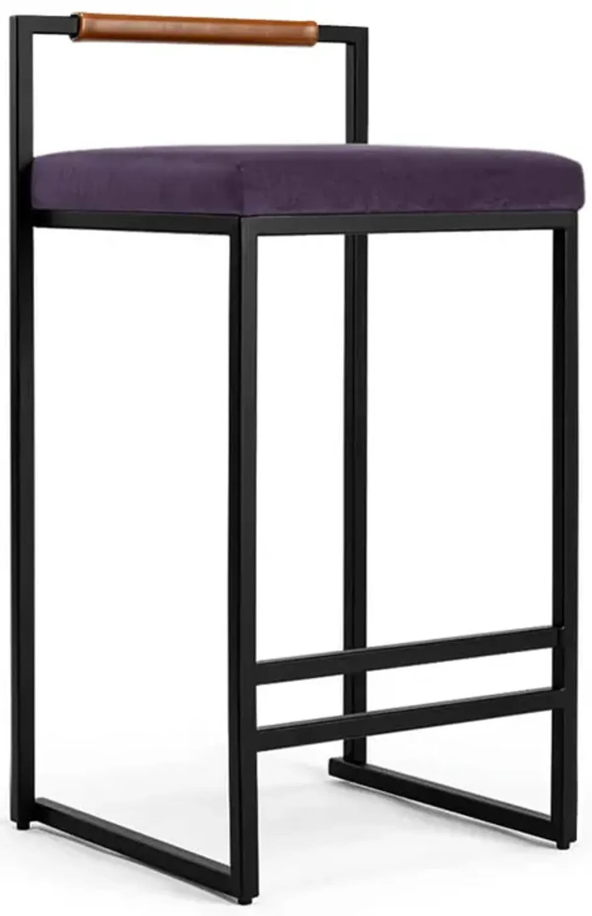 Finley Modern Minimalist Low Back Upholstered Velvet Metal Frame Counter Stool