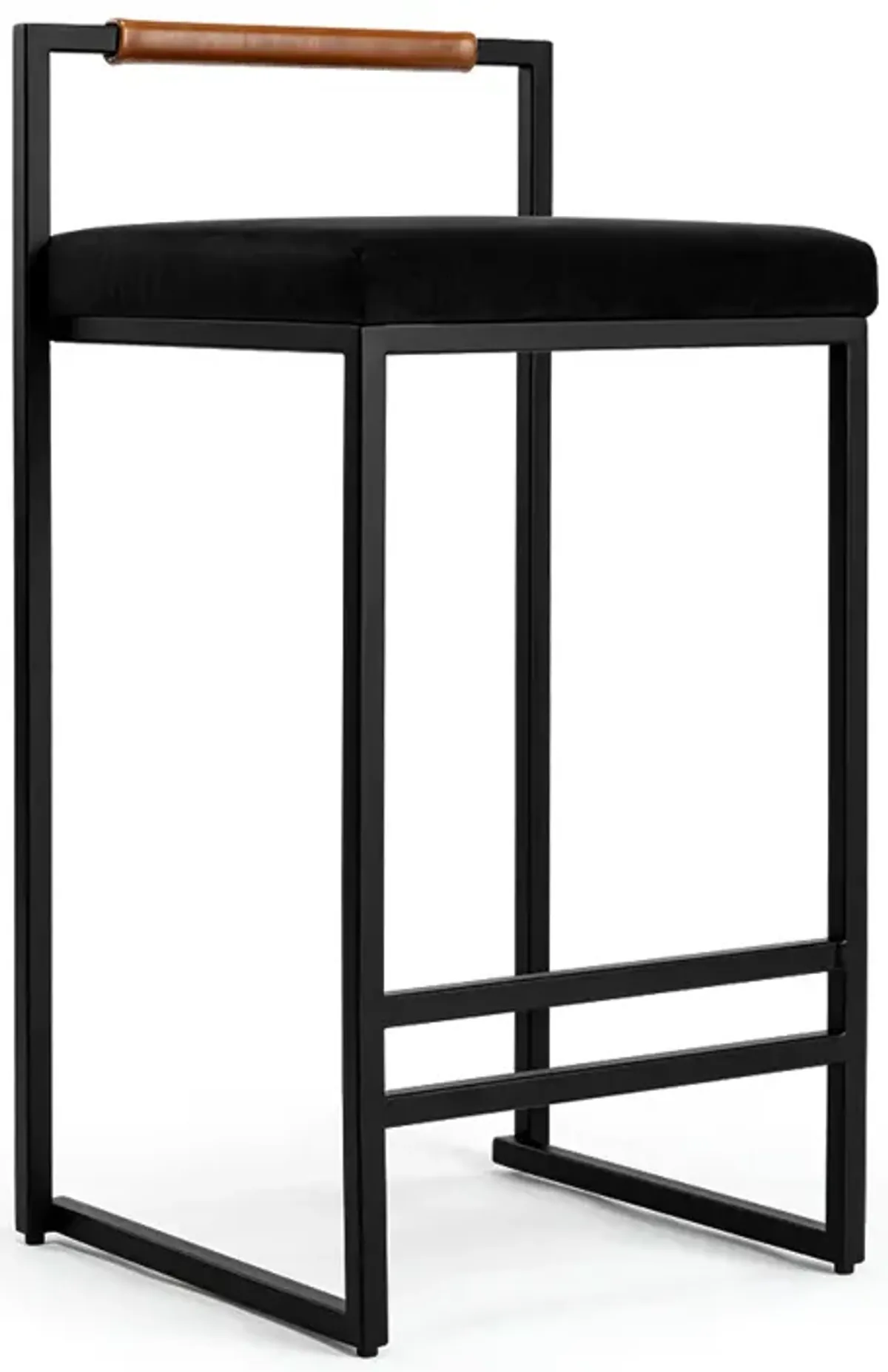 Finley Modern Minimalist Low Back Upholstered Velvet Metal Frame Counter Stool