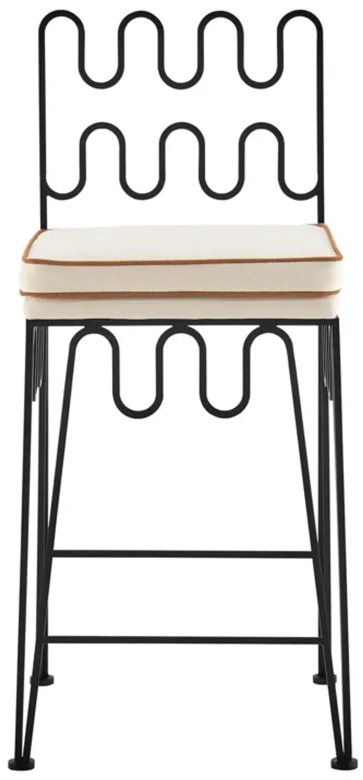 EM Wabi-Sabi Wave Sculptural Metal Counter Stool with Cushion