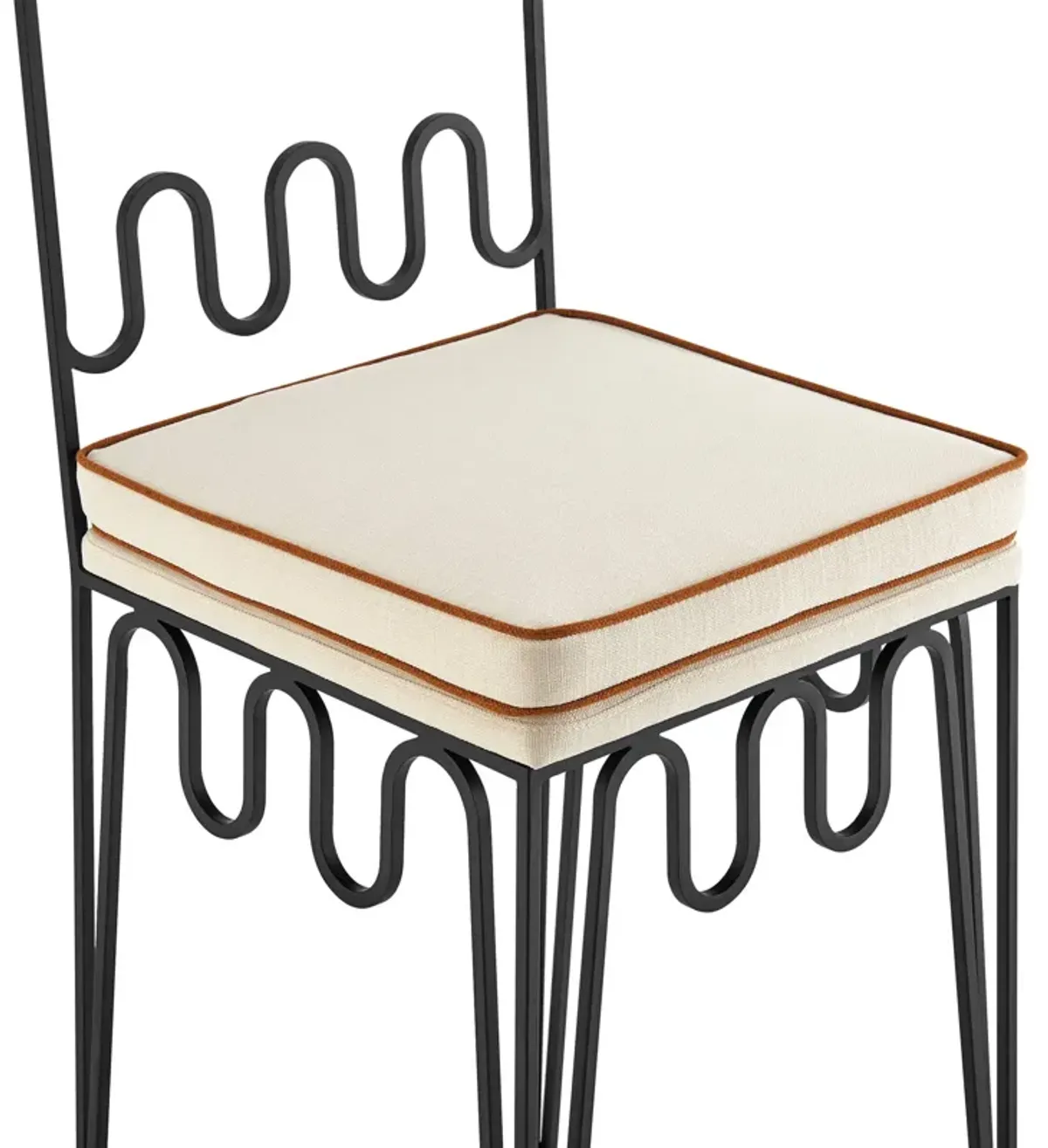 EM Wabi-Sabi Wave Sculptural Metal Counter Stool with Cushion