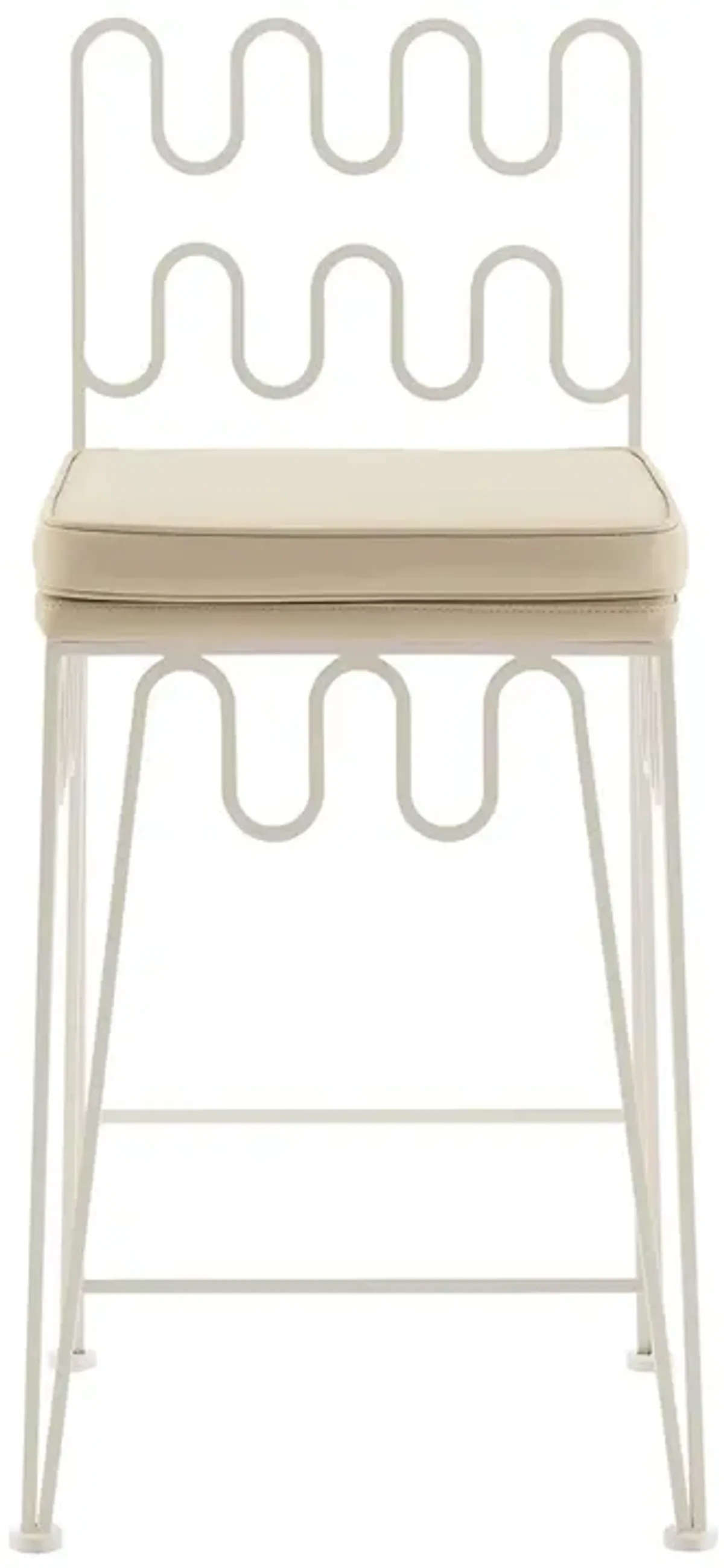 EM Wabi-Sabi Wave Sculptural Metal Counter Stool with Cushion