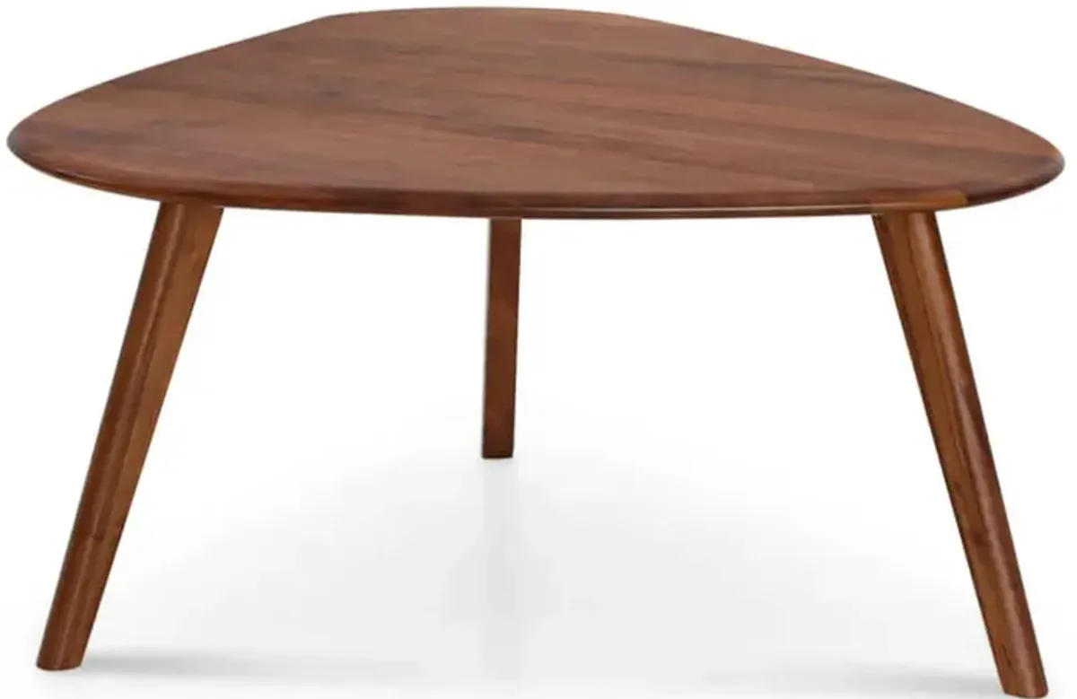 Petale Triangular 2-Piece Walnut Wood Nesting Table