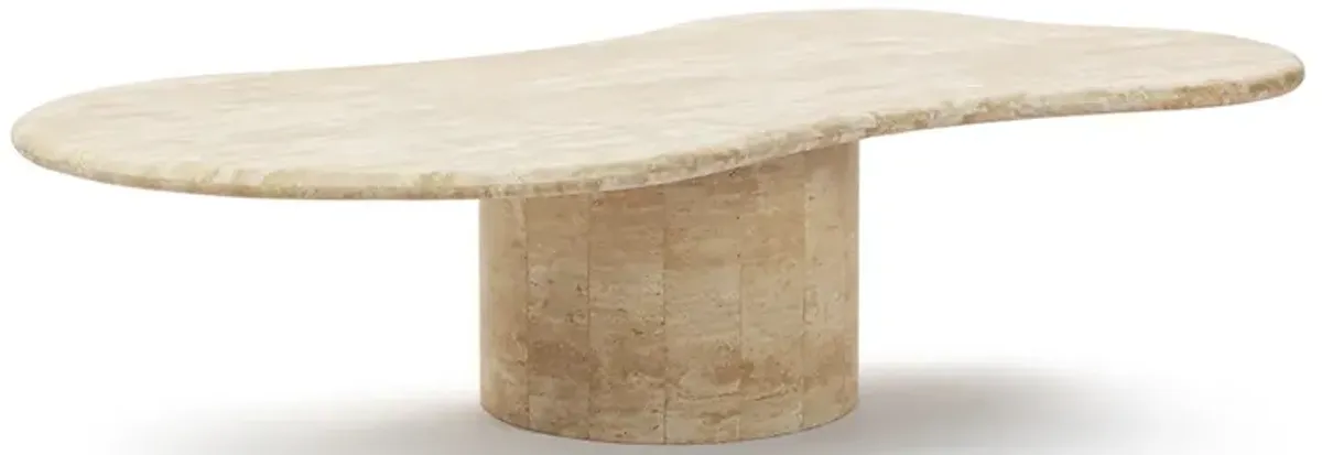 Elyse Freeform Stone Coffee Table with Cylinder Pedestal Base