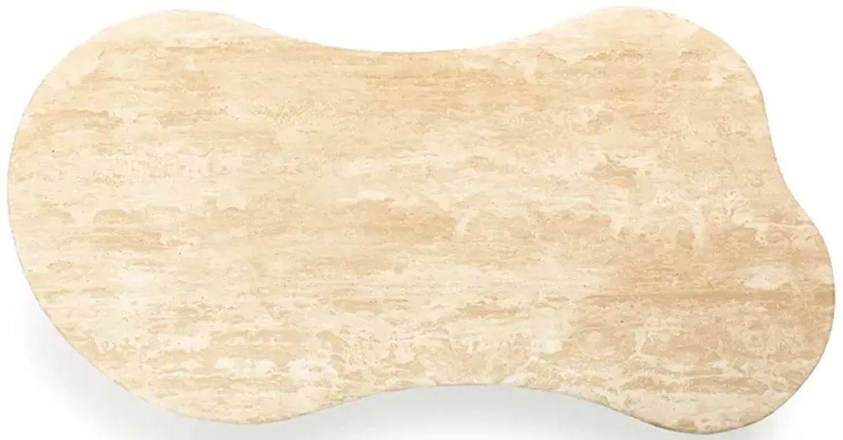 Elyse Freeform Stone Coffee Table with Cylinder Pedestal Base