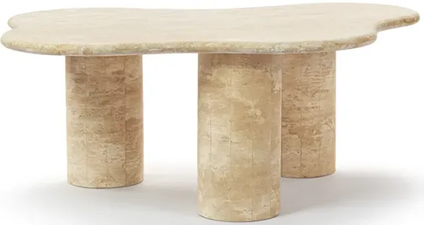 Elyse Freeform Stone Coffee Table with Tri Cylinder Base