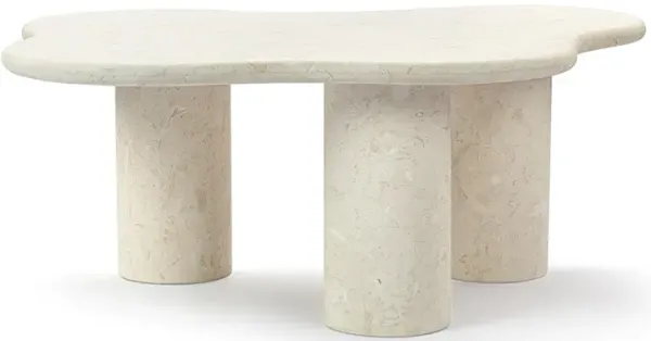 Elyse Freeform Stone Coffee Table with Tri Cylinder Base