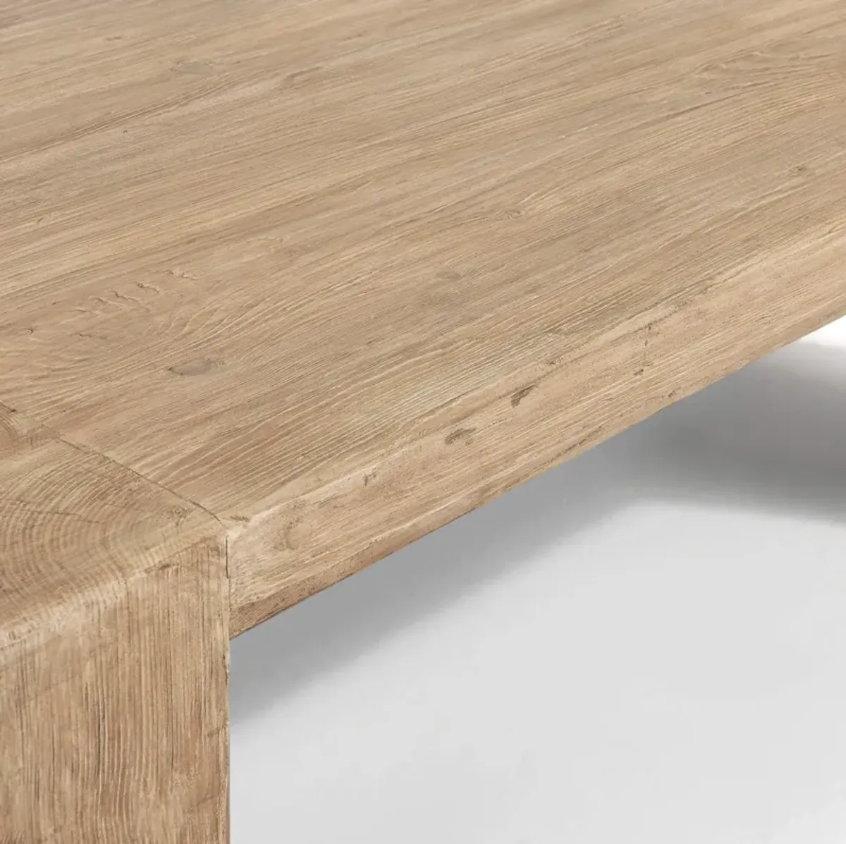 EM Wabi-Sabi Rustic Rectangular Reclaimed Wood Coffee Table with Block Legs