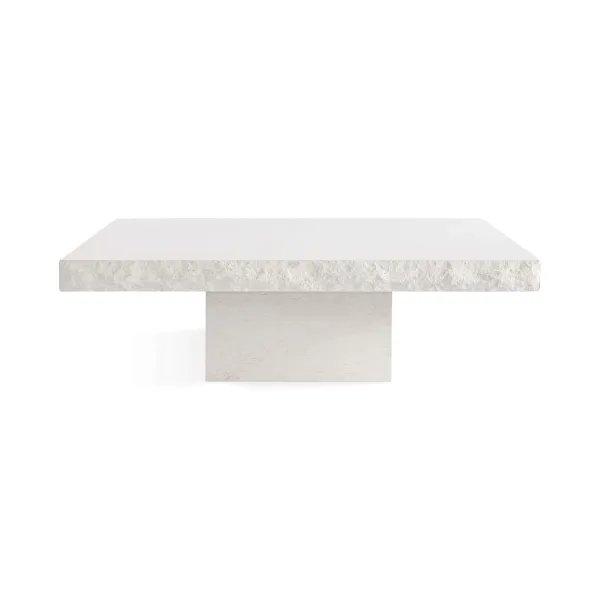 Aspen Square Textured Edge Stone Coffee Table with Square Pedestal Base