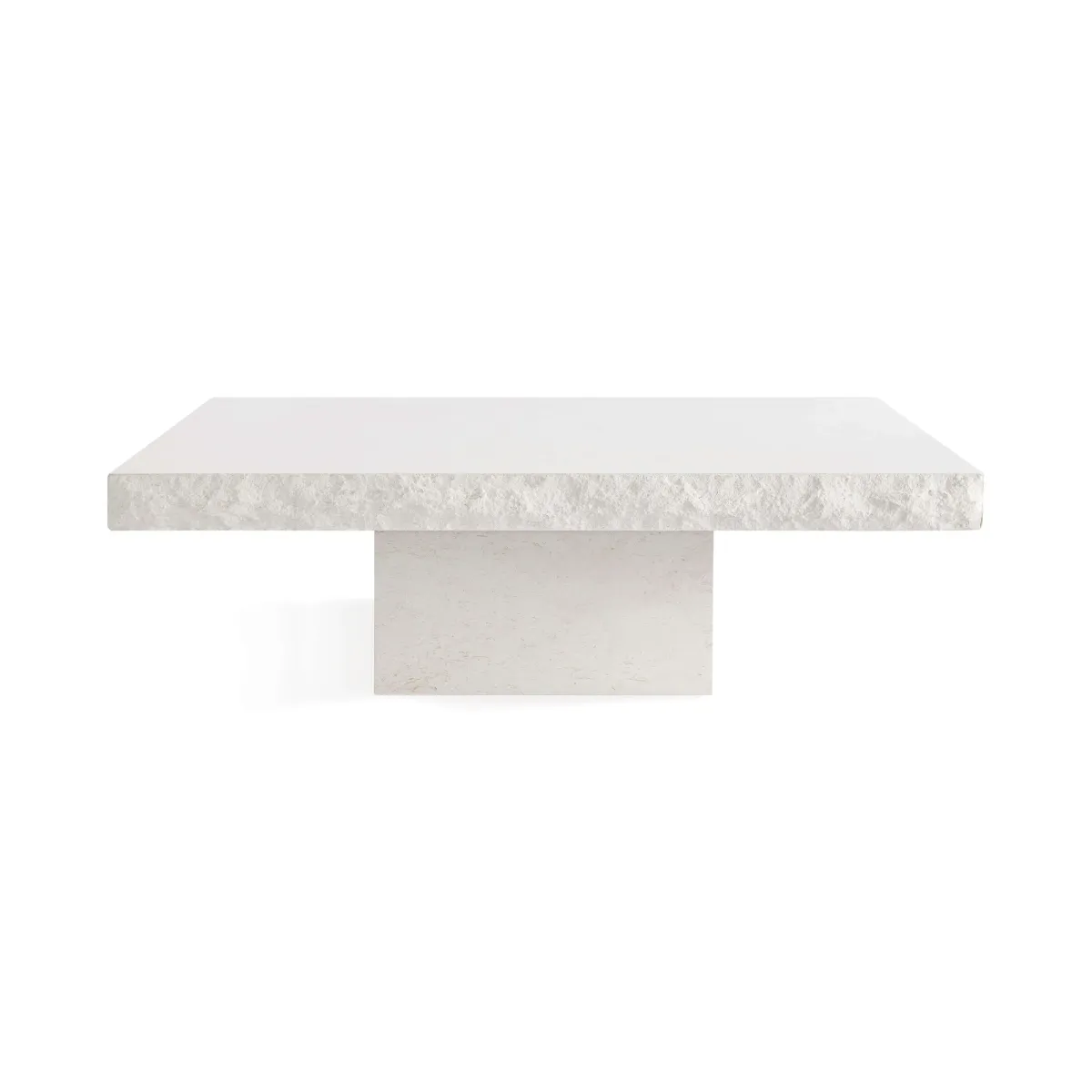 Aspen Square Textured Edge Stone Coffee Table with Square Pedestal Base