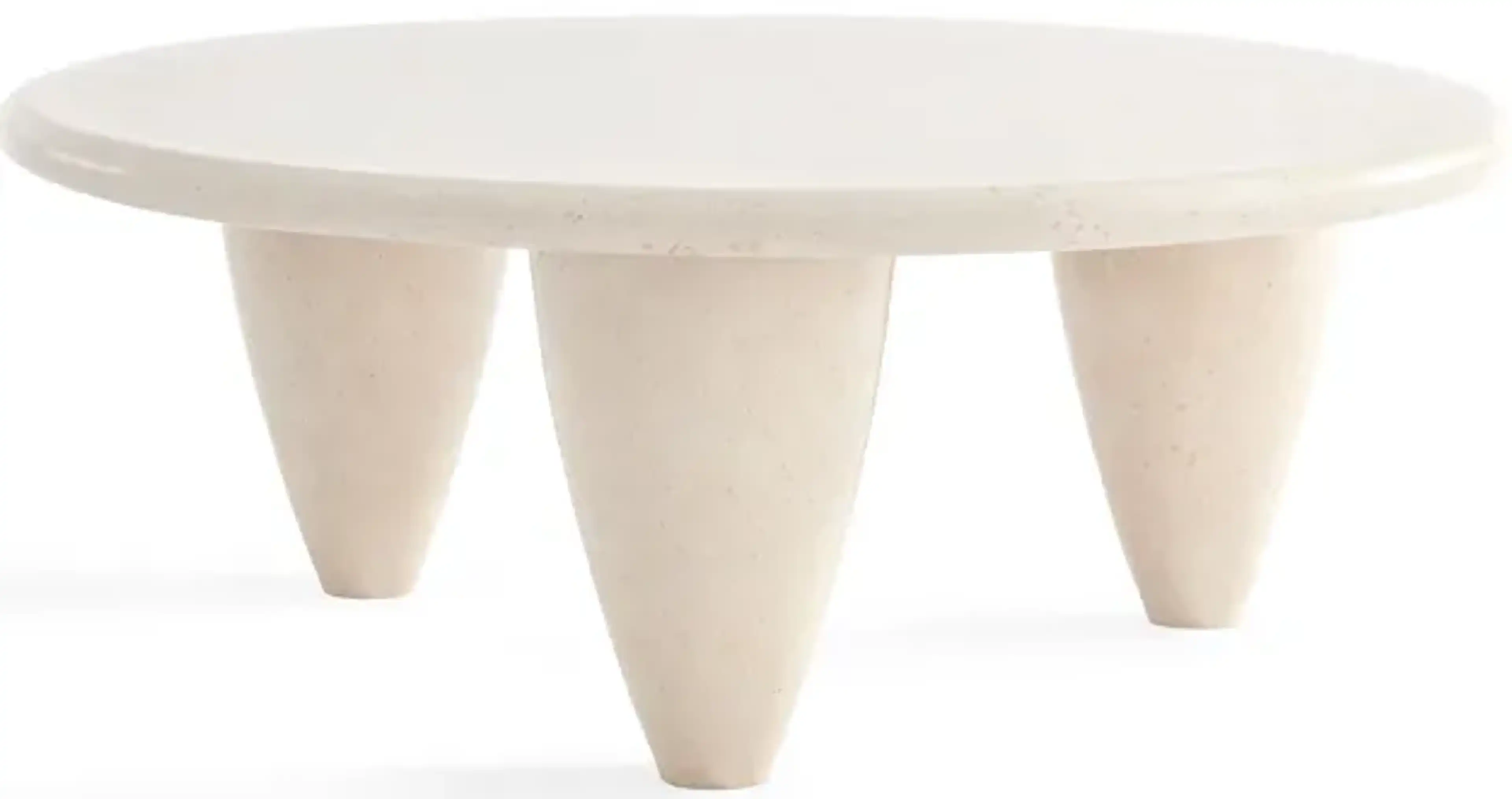 Percy Contemporary Round Stone Coffee Table With Three Legs Eternity ...