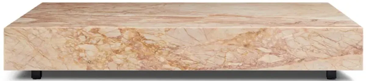Giro Modern Rectangular Marble Low Profile Block Coffee Table