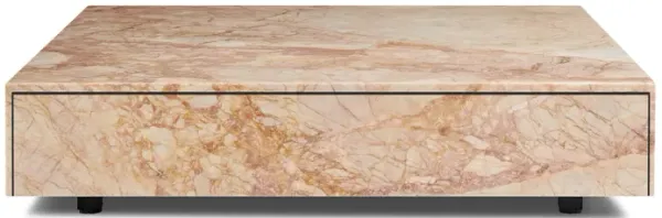 Giro Modern Square Marble Low Profile Block Storage Coffee Table with One Drawer