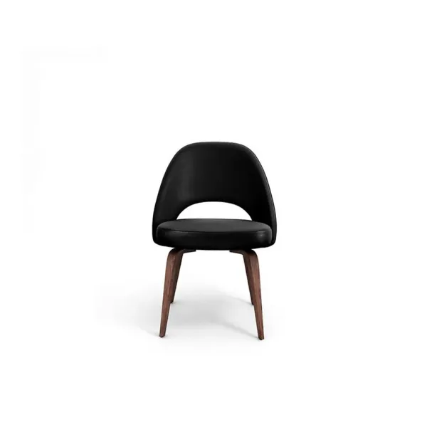 Saarinen Executive Leather Side Chair - Wood Legs
