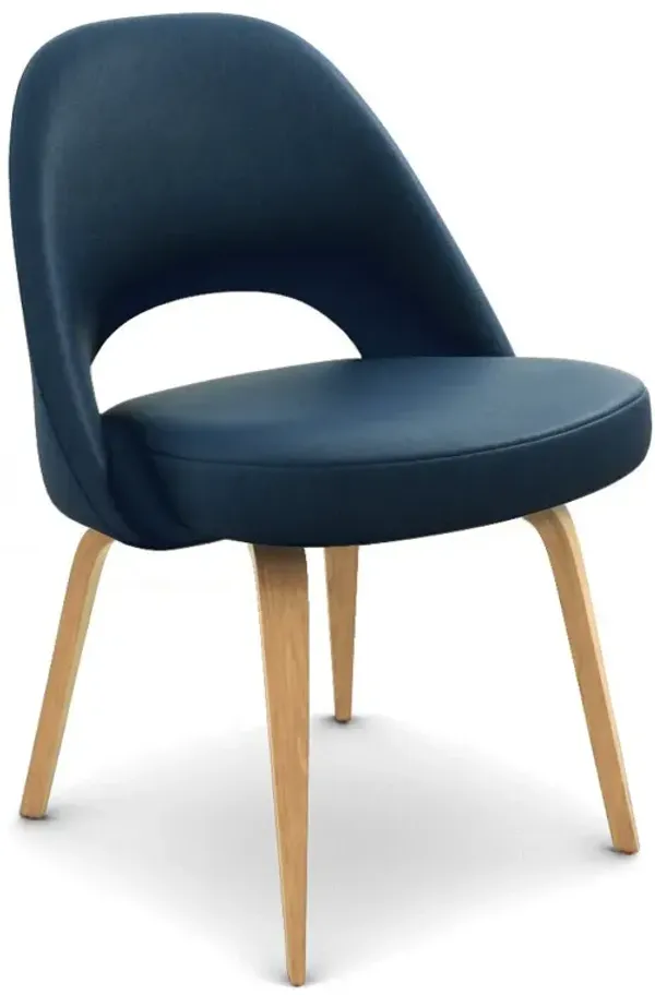Saarinen Executive Leather Side Chair - Wood Legs