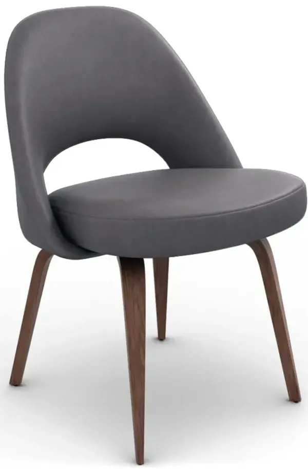 Saarinen Executive Leather Side Chair - Wood Legs