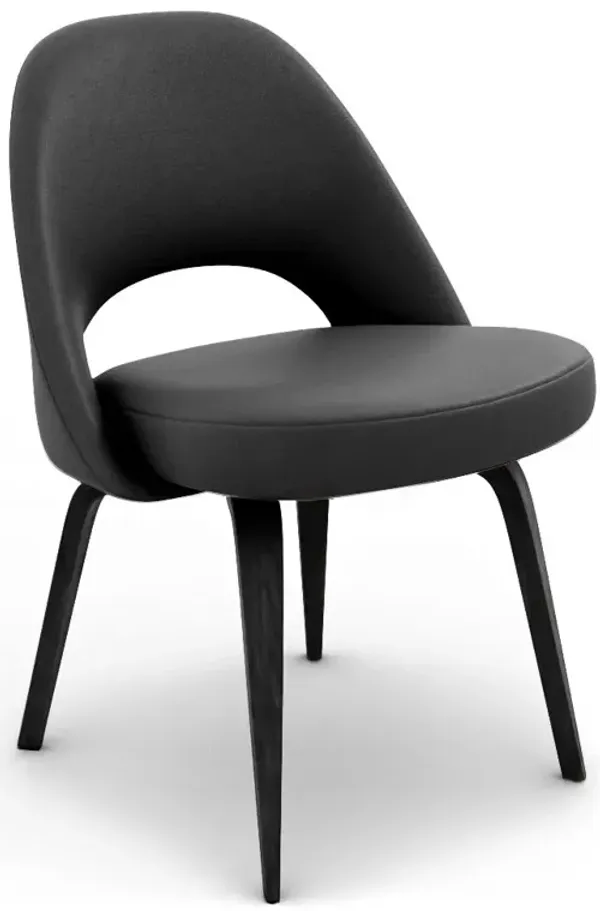 Saarinen Executive Leather Side Chair - Wood Legs