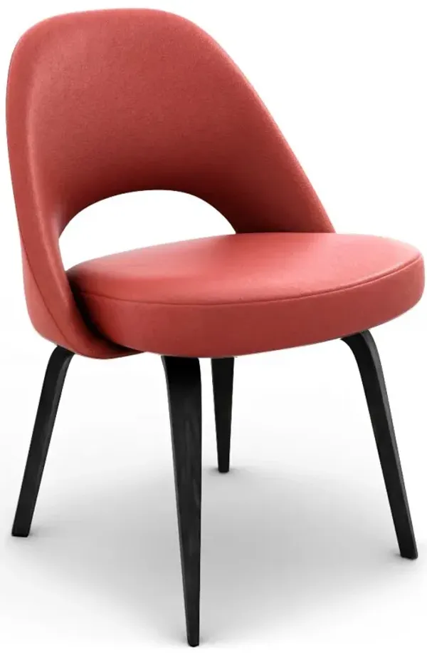 Saarinen Executive Leather Side Chair - Wood Legs
