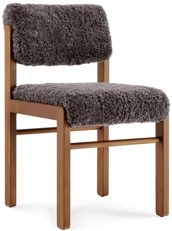 Migo Sheepskin Upholstered Wooden Dining Chair