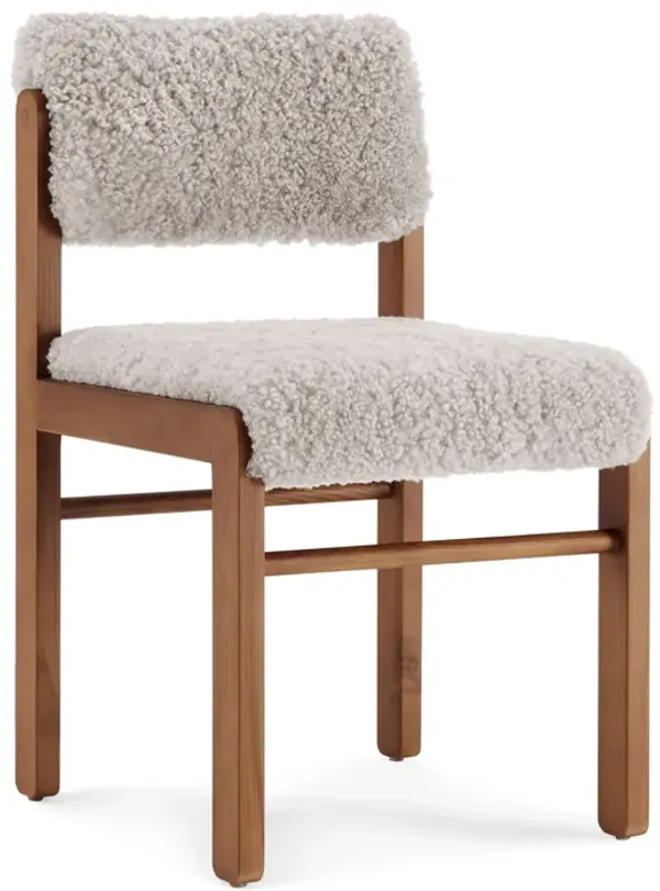 Migo Sheepskin Upholstered Wooden Dining Chair