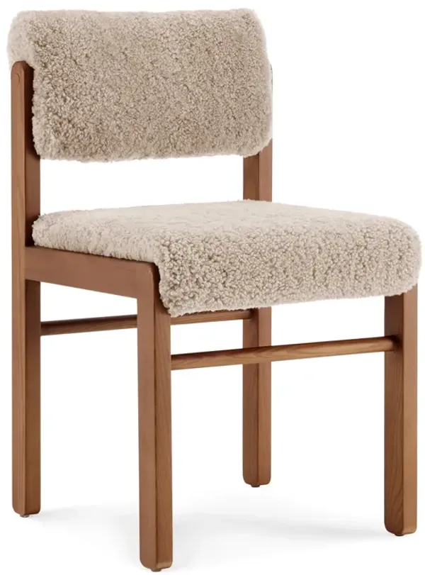 Migo Sheepskin Upholstered Wooden Dining Chair