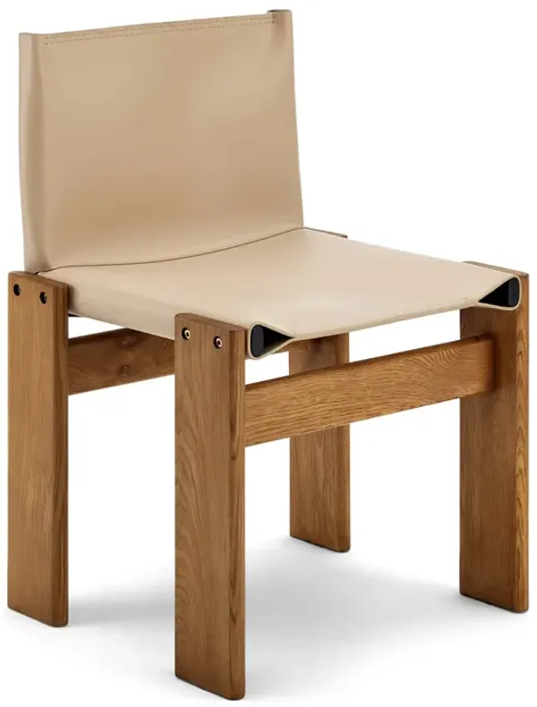 Afra & Tobia Scarpa Leather and Wood Monk Dining Chair