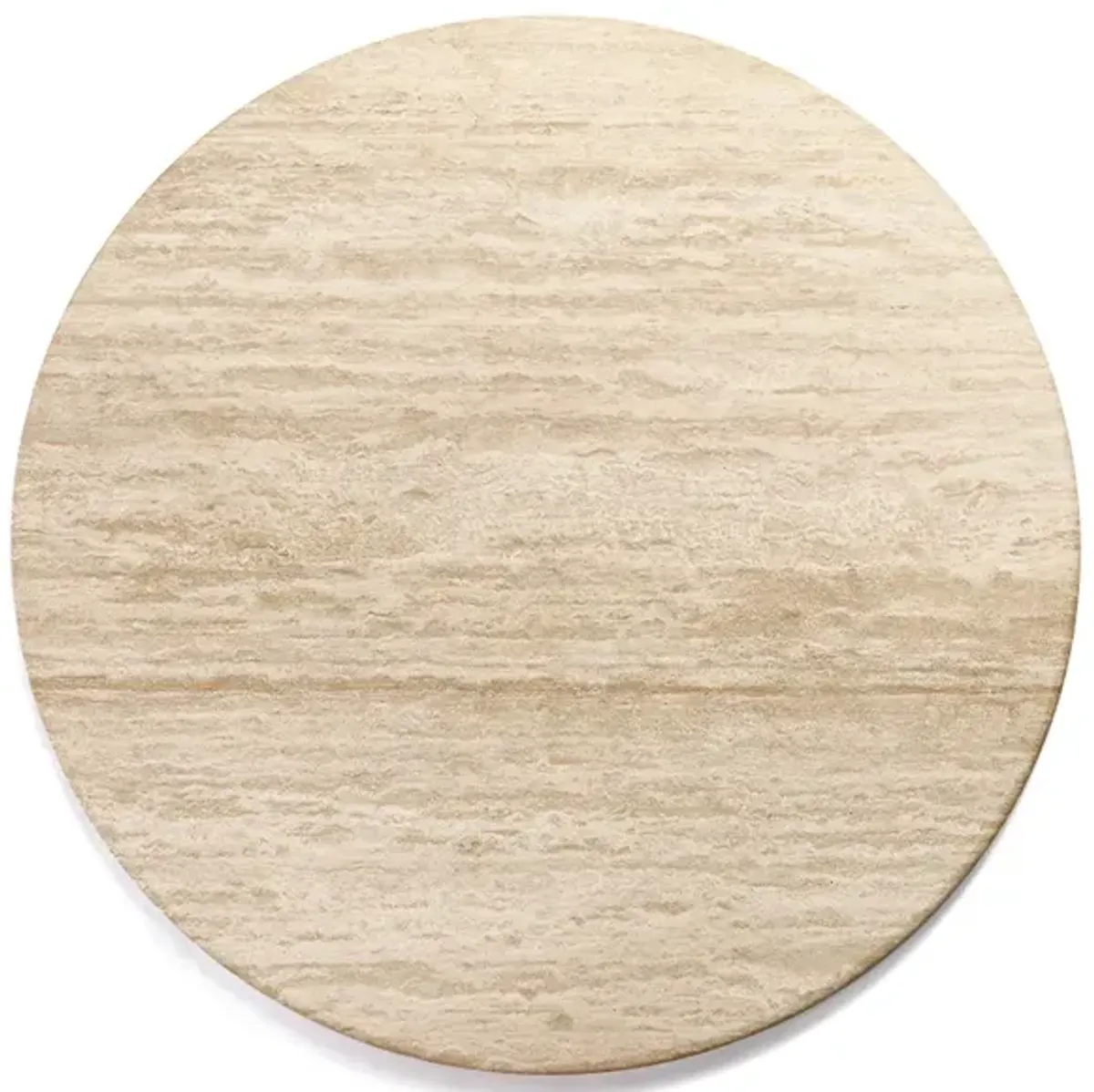 Picco Round Beige Travertine Dining Table with Hexagon Base