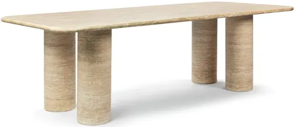 Alfio Rectangle Travertine Dining Table with Cylinder Legs