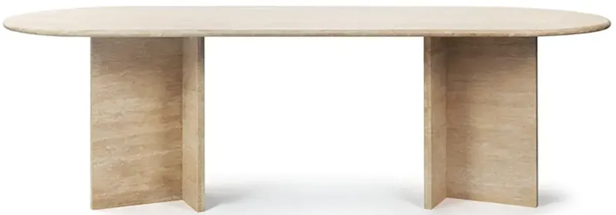 Sierra Oval Stone Dining Table with Angled Base