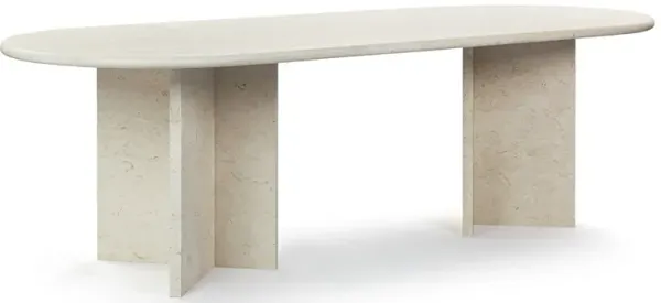 Sierra Oval Stone Dining Table with Angled Base