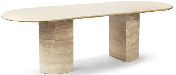 Milan Oval Stone Dining Table with Half Cylinder Legs