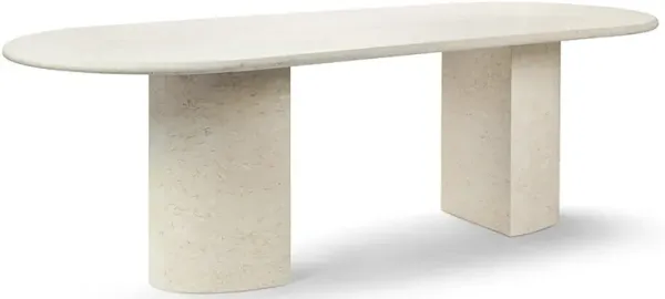 Milan Oval Stone Dining Table with Half Cylinder Legs