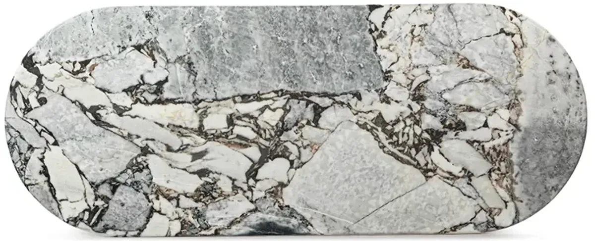 Milan Oval Stone Dining Table with Half Cylinder Legs