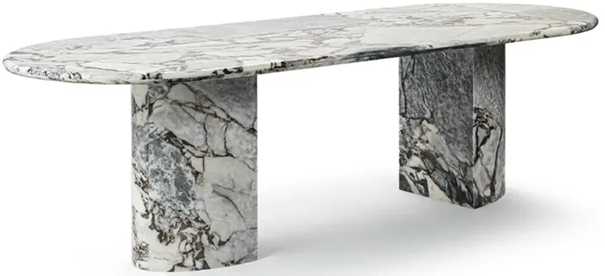 Milan Oval Stone Dining Table with Half Cylinder Legs
