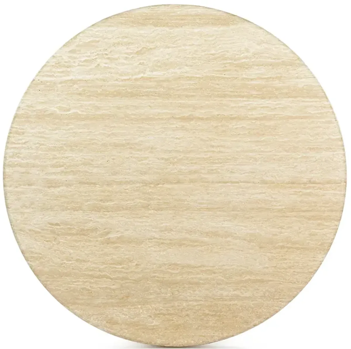 Cosette Round Travertine Dining Table with Cylinder Pedestal Base