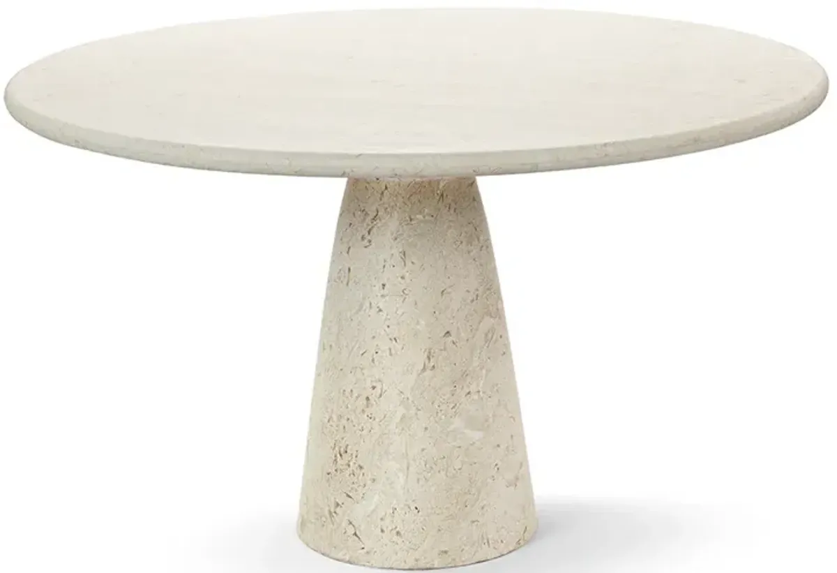 Dario Round Stone Dining Table with Conical Pedestal Base