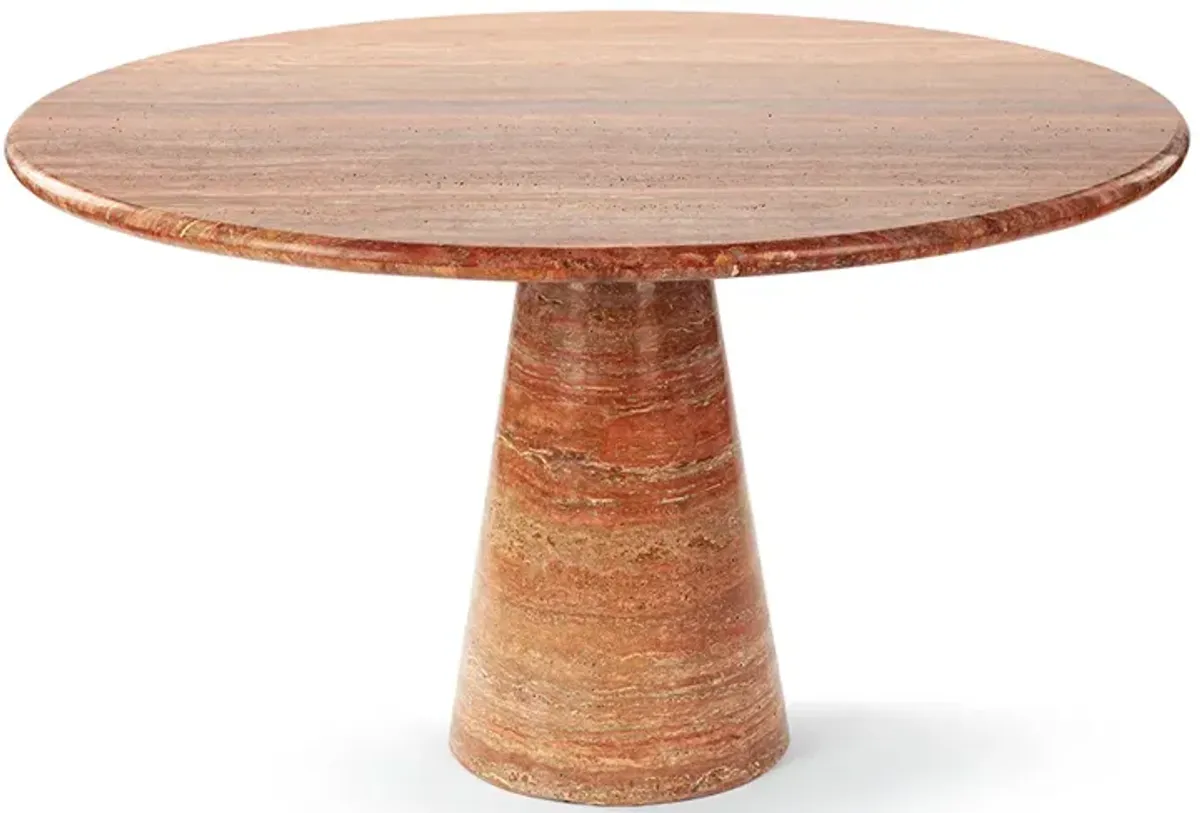 Dario Round Stone Dining Table with Conical Pedestal Base