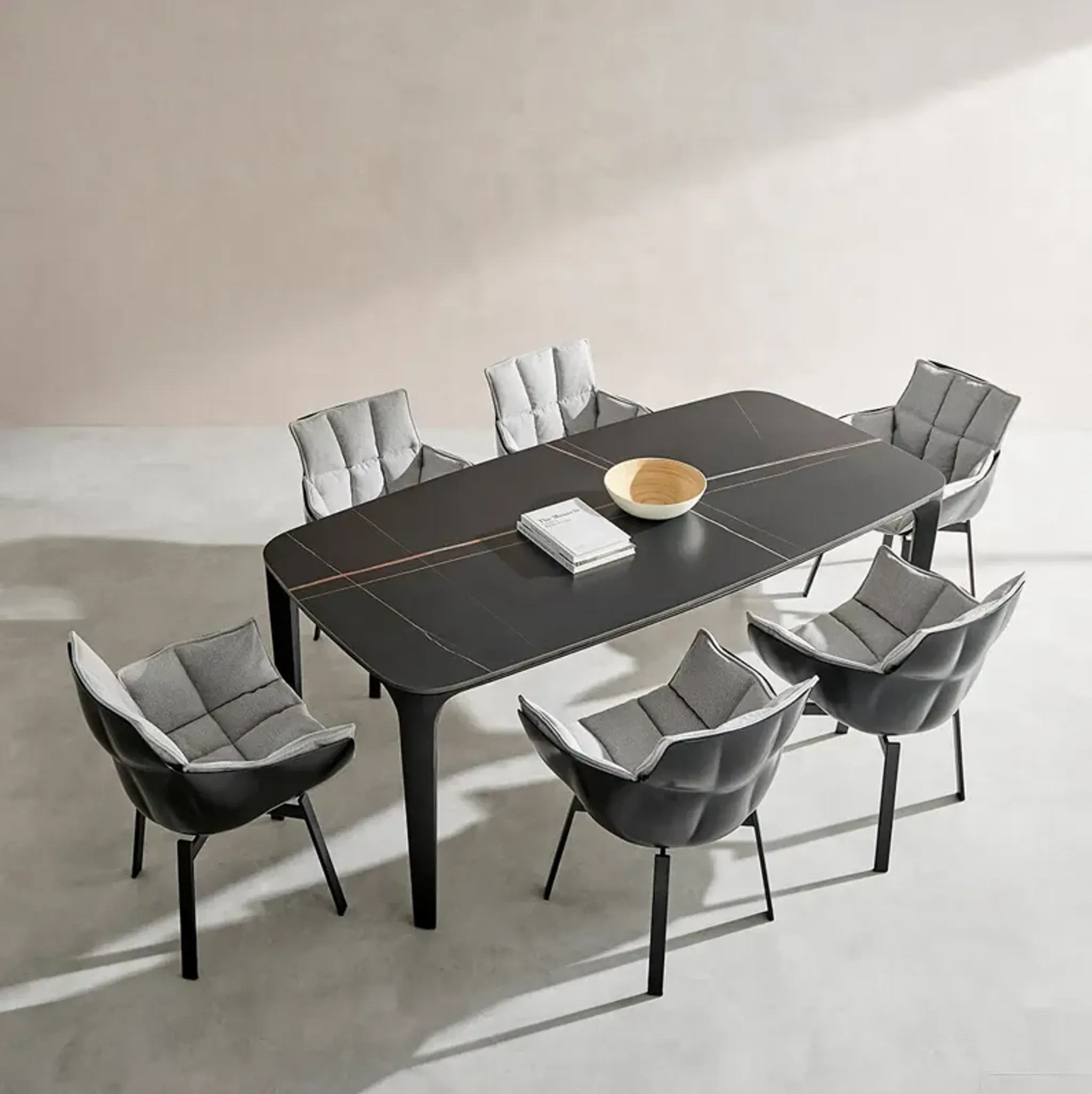 Myko Modern Rectangular Sintered Stone Dining Table | Furniture.com