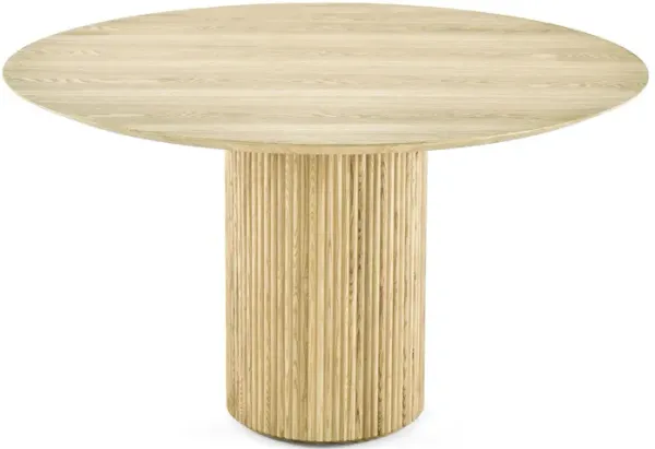 Piper Fluted Blonde Birch Wood Round Dining Table